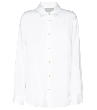 Asceno London White Organic Linen Pyjama Top