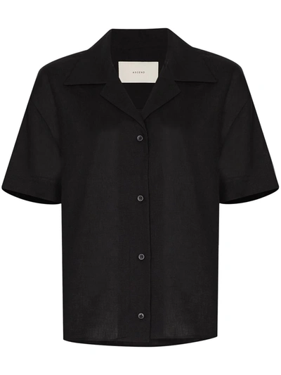 【Asceno】 Pragueコットンシャツ Asceno Prague Short-sleeved Organic-linen Shirt In Black
