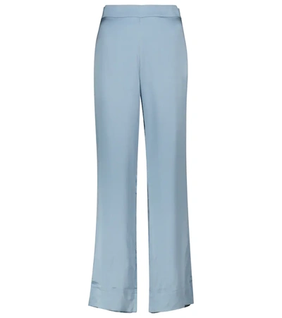 Asceno Womens Dust Blue London Silk Pyjama Bottoms Xs | ModeSens