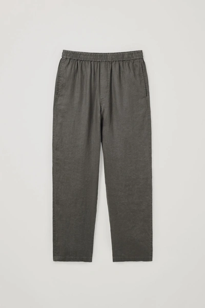 Cos Elasticated Hemp Pants In Grey