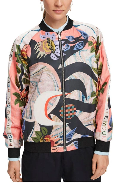 Scotch & Soda Reversible Printed Long Sleeve Bomber Jacket In Combo A