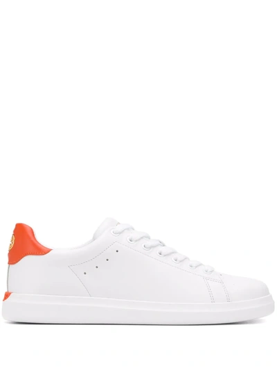 Tory Burch Women's Howell Court Lace Up Sneakers In Titanium White /orange
