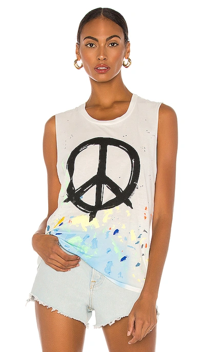 Lauren Moshi Kel Tank In White & Paint Splatter