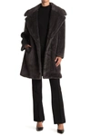 Donna Karan Women's Faux Fur Teddy Coat In Dark Grey
