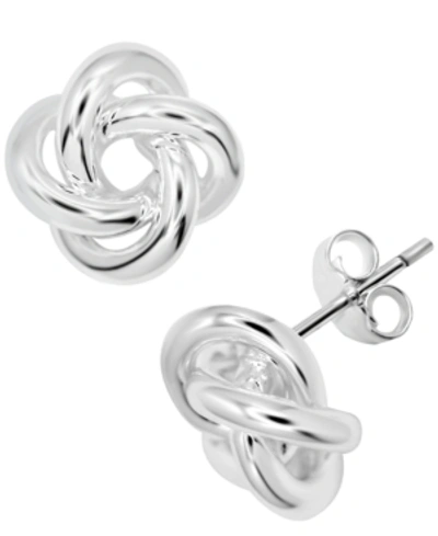 Essentials Love Knot Stud Earrings In Silver Or Gold Plating