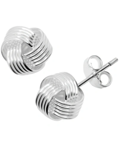 Essentials Love Knot Stud Earrings In Silver Or Gold Plate