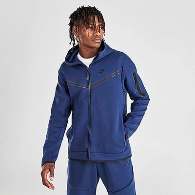 Nike Men's Sportswear Tech Fleece Taped Full-zip Hoodie In Midnight Navy