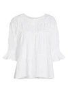 Merlette Sol Ruffle Cuff Top In White