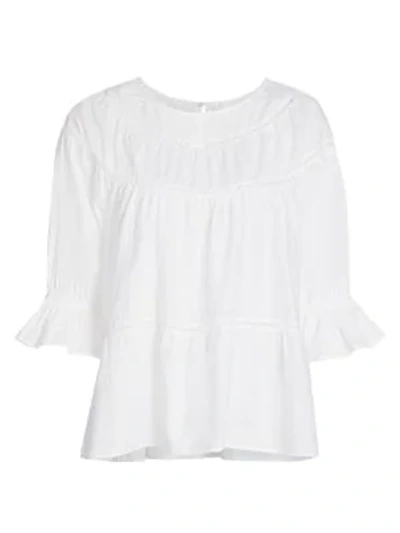 Merlette Sol Ruffle Cuff Top In White