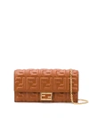 Fendi Baguette Continental Chain Wallet In Brown