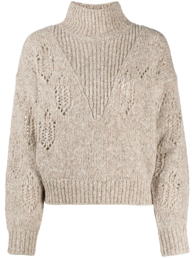Iro Adyna Turtleneck Knit Sweater In Mixed Beige