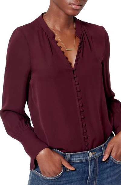 Joie Tariana Button-up Silk Blouse In Deep Wine