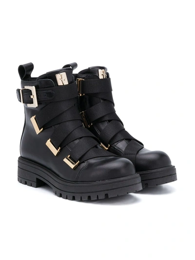 Cesare Paciotti Teen Buckle-embellished Ankle Boots In Black