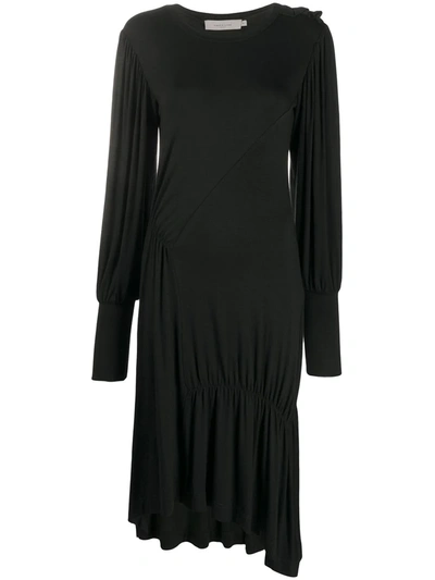 Preen Line Ruched Midi Dress In Black
