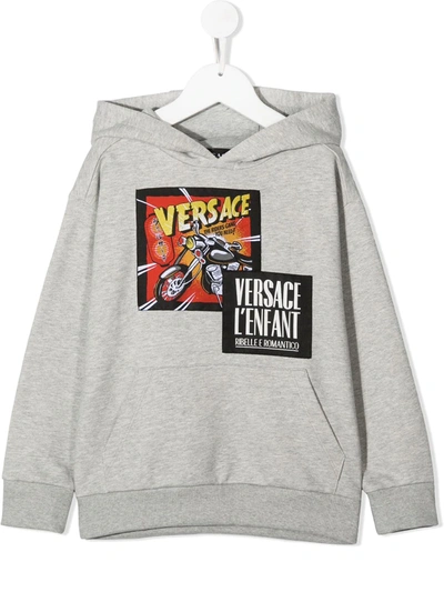 Young Versace Kids' Rebelle E Romantico Hoodie In Grey