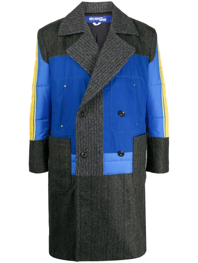 Junya Watanabe Panelled Double-breasted Coat In Blue