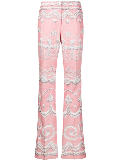 Moschino Icing Print Flared Trousers In Pink