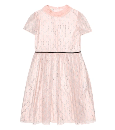 Gucci Kids' Gg Embellished Silk Tulle Dress In Pink | ModeSens