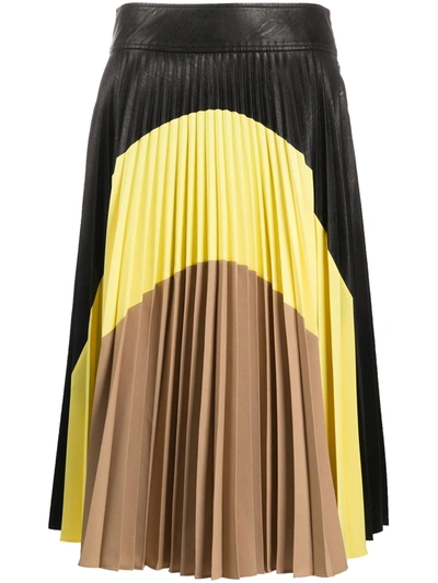 Stella Mccartney Carmen Colorblocked Pleated Faux-leather Skirt In Multi-colour