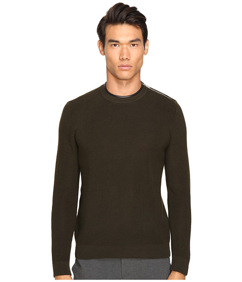 The Kooples Mercerized Cotton & Leather Sweater | ModeSens