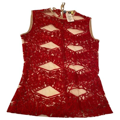 Pre-owned Msgm Lace Blouse In Red