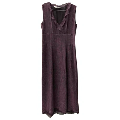 Pre-owned Dkny Silk Mini Dress In Purple