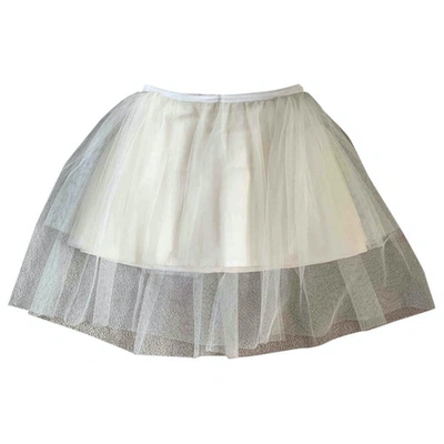 Pre-owned Dior Silk Mid-length Skirt In White