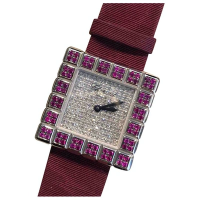Pre-owned Chopard Ice Cube Burgundy White Gold Watch