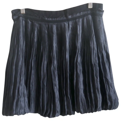 Pre-owned Theory Silk Mini Skirt In Navy