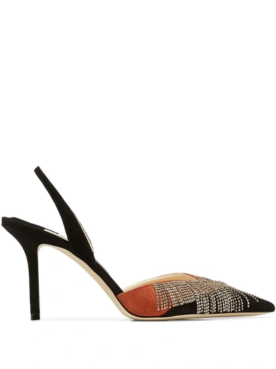 Jimmy Choo Thia 85 Suede Slingback Pumps In Black
