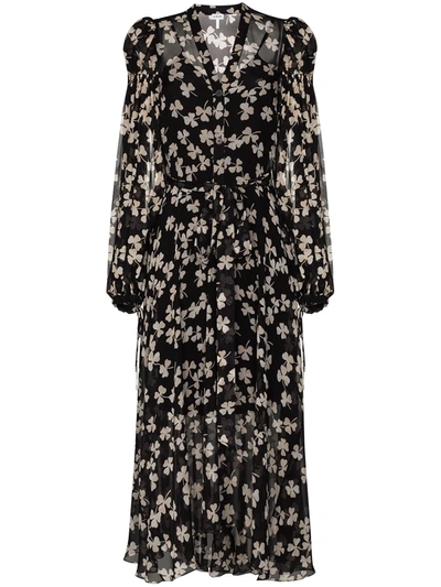 Loewe Black Printed Chiffon Midi Dress