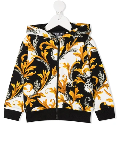 Young Versace Babies' Acanthus Print Zipped Hoodie (3-36 Months) In Stampa