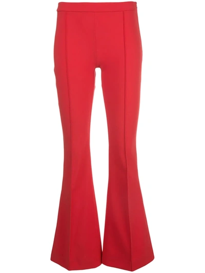 Adam Lippes Flared Neoprene Trousers In Red
