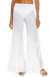 Elan Crochet Trim Wide Leg Cover-up Pants In White