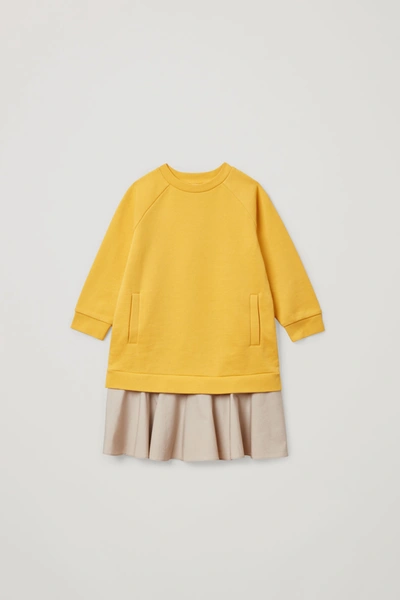 Cos Kids' Colour-block Cotton Dress In Yellow