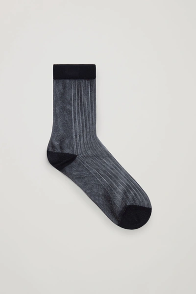 Cos Sheer Lurex Ankle Socks In Black