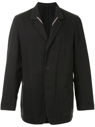 Pre-owned Yohji Yamamoto Trim Detailing Buttoned Jacket In Black