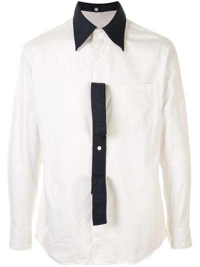 Pre-owned Yohji Yamamoto Double-placket Contrasting Shirt In White