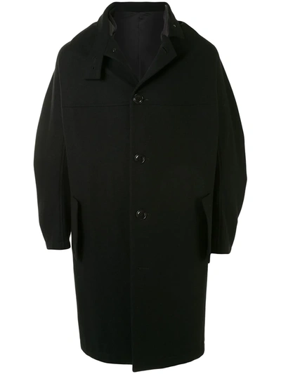 Pre-owned Yohji Yamamoto Loose Fit Knee-length Coat In Black
