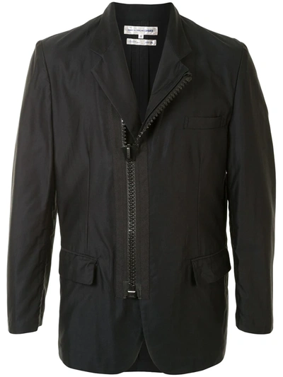 Pre-owned Comme Des Garçons Off-centre Zip Jacket In Black