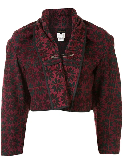 Pre-owned Comme Des Garçons Floral Jacquard Cropped Jacket In Multicolour