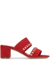 Ferragamo Women's Trabia Embellished Block Heel Slide Sandals In Red