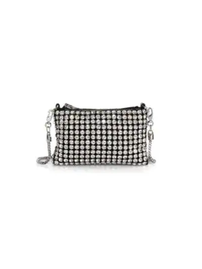 Alexander Wang Wangloc Silver-tone Crystal Embellished Nano Pouch In White