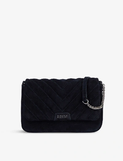 Claudie Pierlot Angela Suede Shoulder Bag In Navy