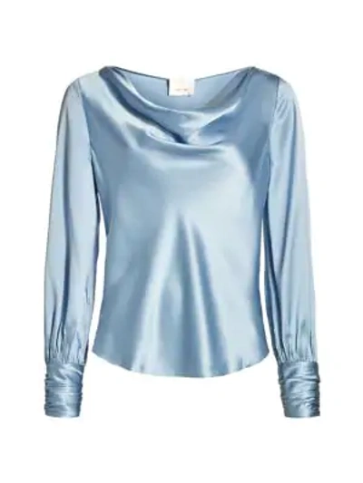 Cinq À Sept Taylee Cowlneck Silk Blouse In Cloudy Day