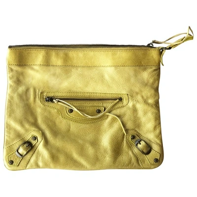 Pre-owned Balenciaga Leather Clutch Bag In Yellow
