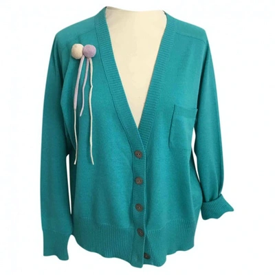 Pre-owned Christian Lacroix Wool Cardigan In Turquoise
