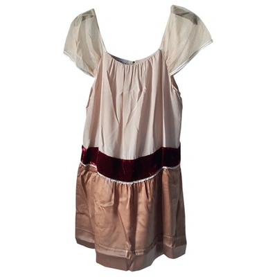 Pre-owned Miu Miu Silk Mini Dress In Beige