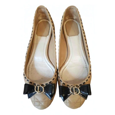 Pre-owned Dior Beige Leather Ballet Flats