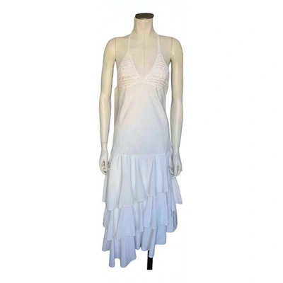 Pre-owned Ralph Lauren Linen Maxi Dress In White